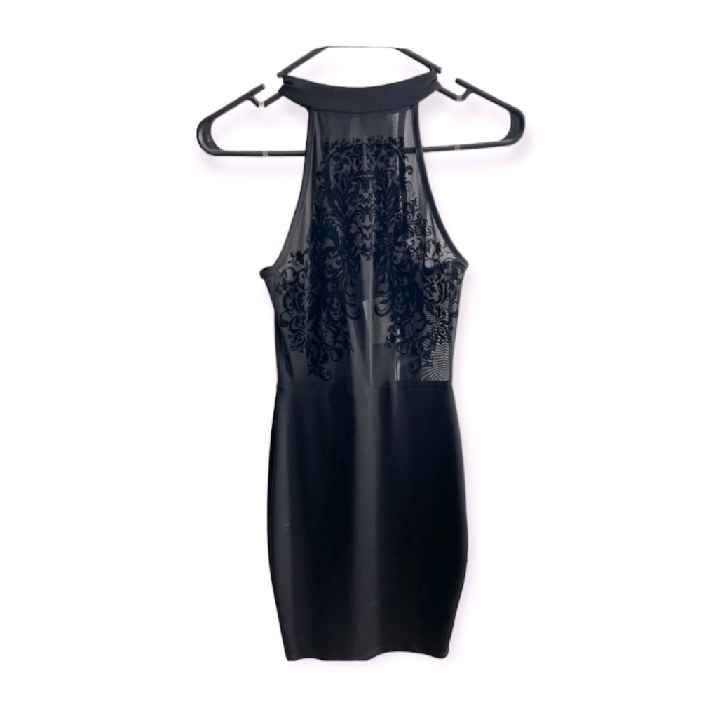 Black lace halter dress